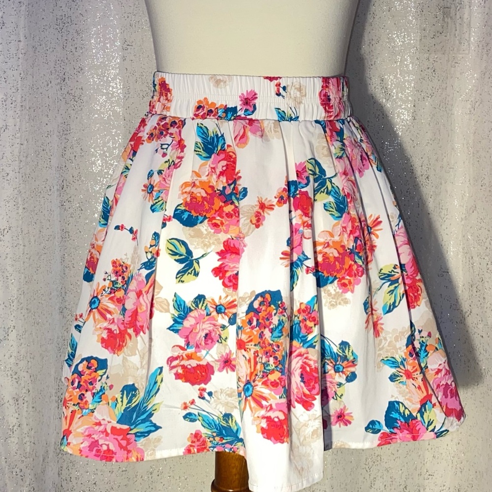 Ambiance Apparel High Waisted Floral Skirt